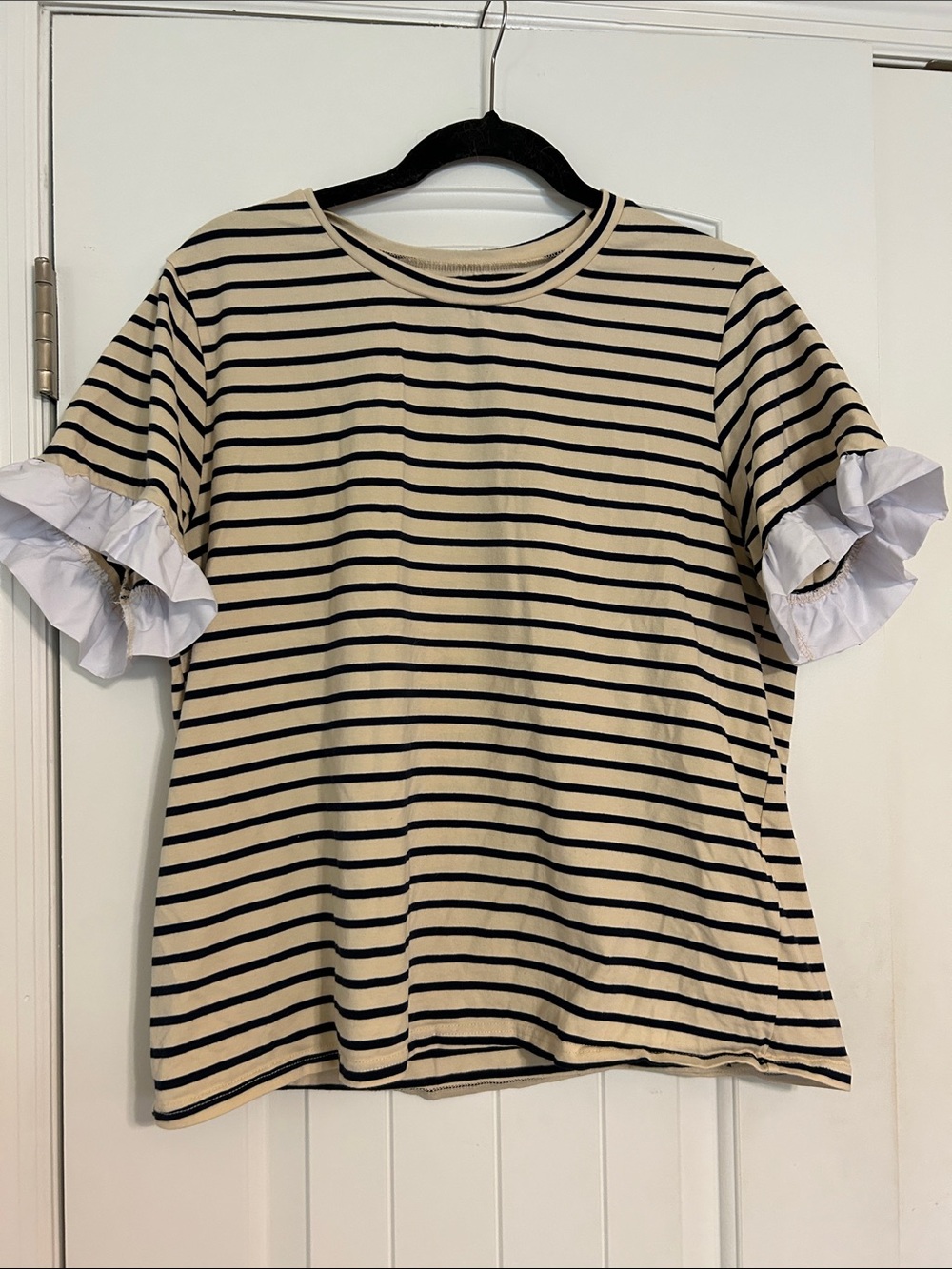 Amazon Black and Cream Striped Short Sleeve Tee and Short Set